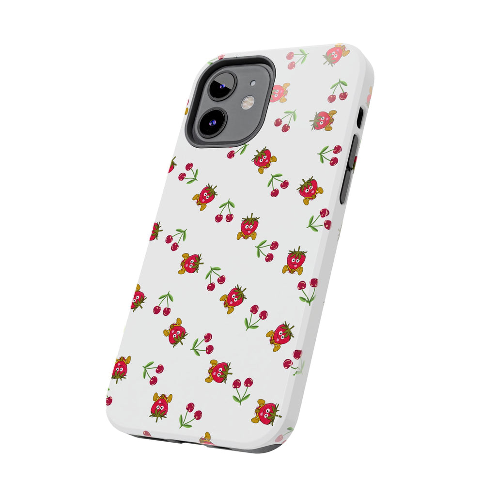 Fruit Patterned Phone Cases, Summer Fruits Phone Covers, Berry Print Tough Cases, Stylish Cell Phone Protectors, Red Fruits Phone