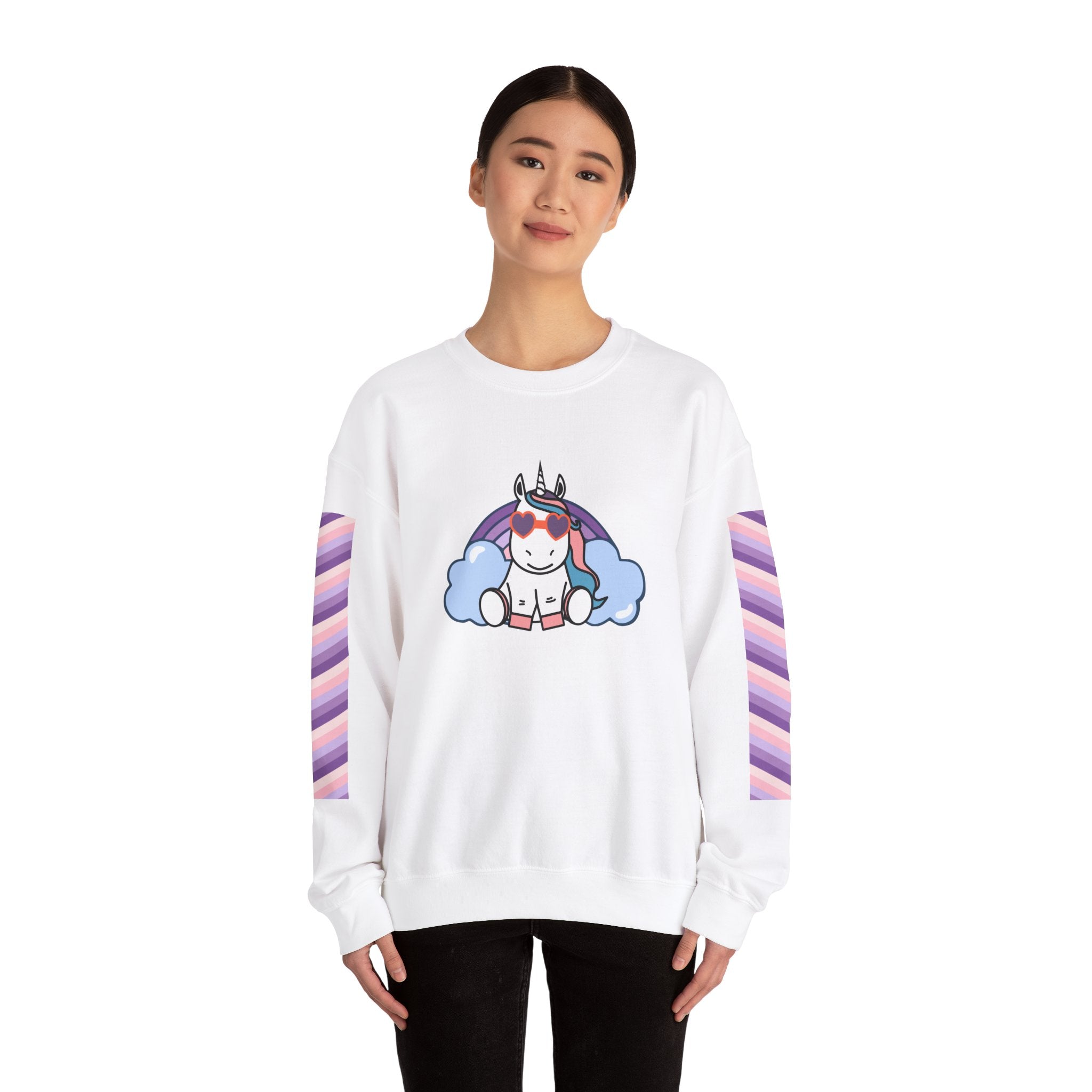 Unicorn with Rainbow Sweatshirt, Magical Crewneck Jumper for Adults, Colorful Sweater, Gift for Fantasy Lover, Festival Clothing, Cozy