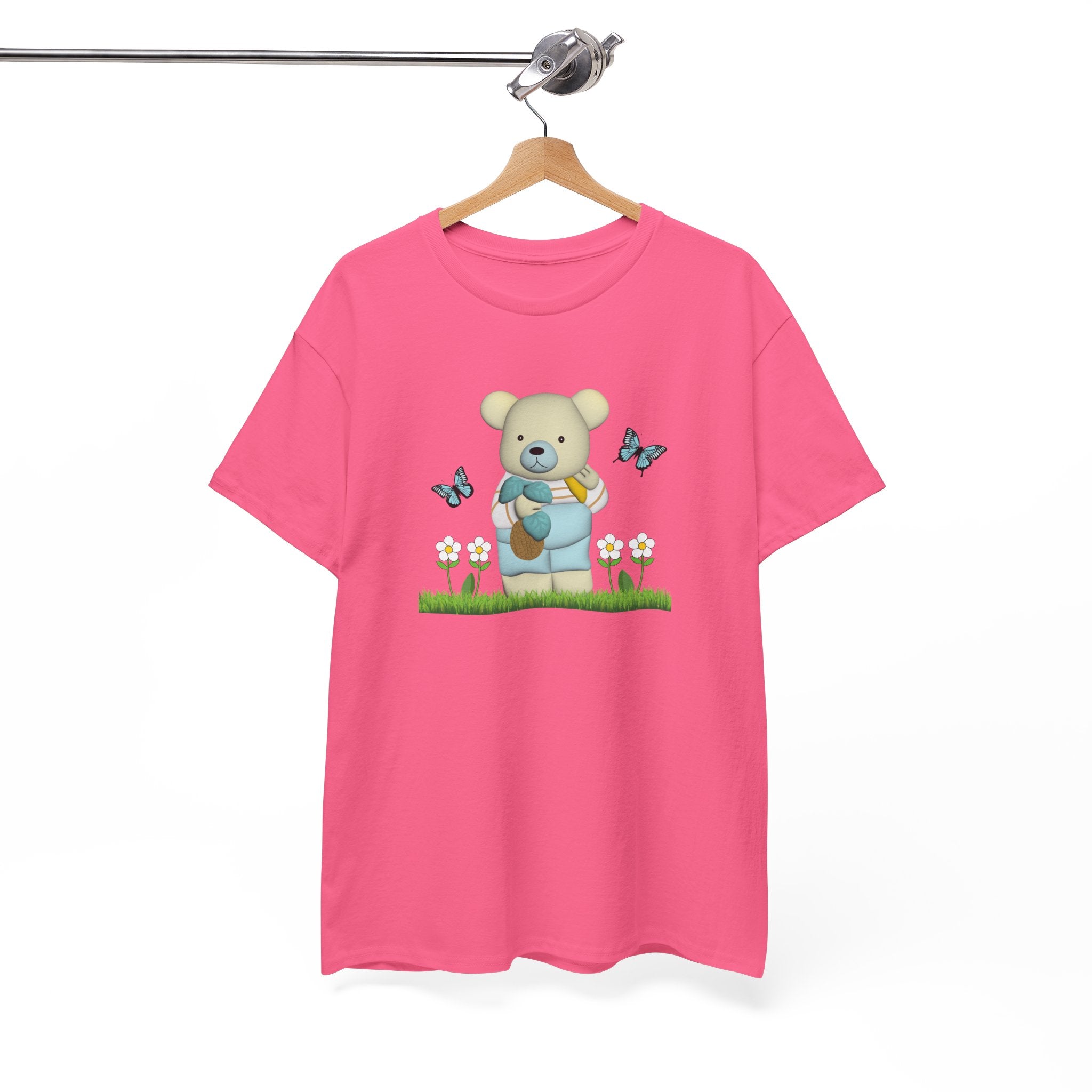 Garden Bear with Butterflies T-Shirt, Cute Bear Shirt, Nature Lover Tee, Botanical Garden Top, Wildlife Animal Unisex Tee