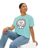 Kawaii Hedgehog Boxy Tee - Women's Graphic T-Shirt