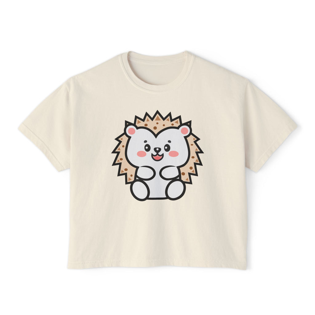 Kawaii Hedgehog Boxy Tee - Women's Graphic T-Shirt