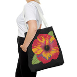 Poppy Tote Bag - Floral Canvas Shoulder Bag for Women, Flower Printed Grocery Tote, Reusable Shopping Handbag, Eco-Friendly Beach Bag, Gift