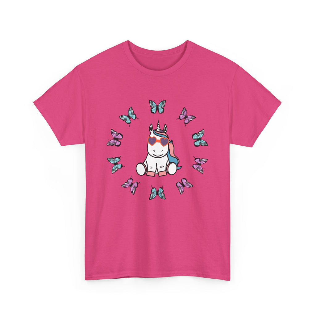 Kawaii Unicorn Butterflies Tee, Unicorn Lover Shirt, Cute Magical Animal Top, Fantasy Graphic Tee, Animal Lover Gift, Casual Cotton T-Shirt