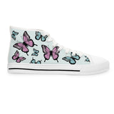 Light blue Butterfly Pattern Women's High Top Sneakers