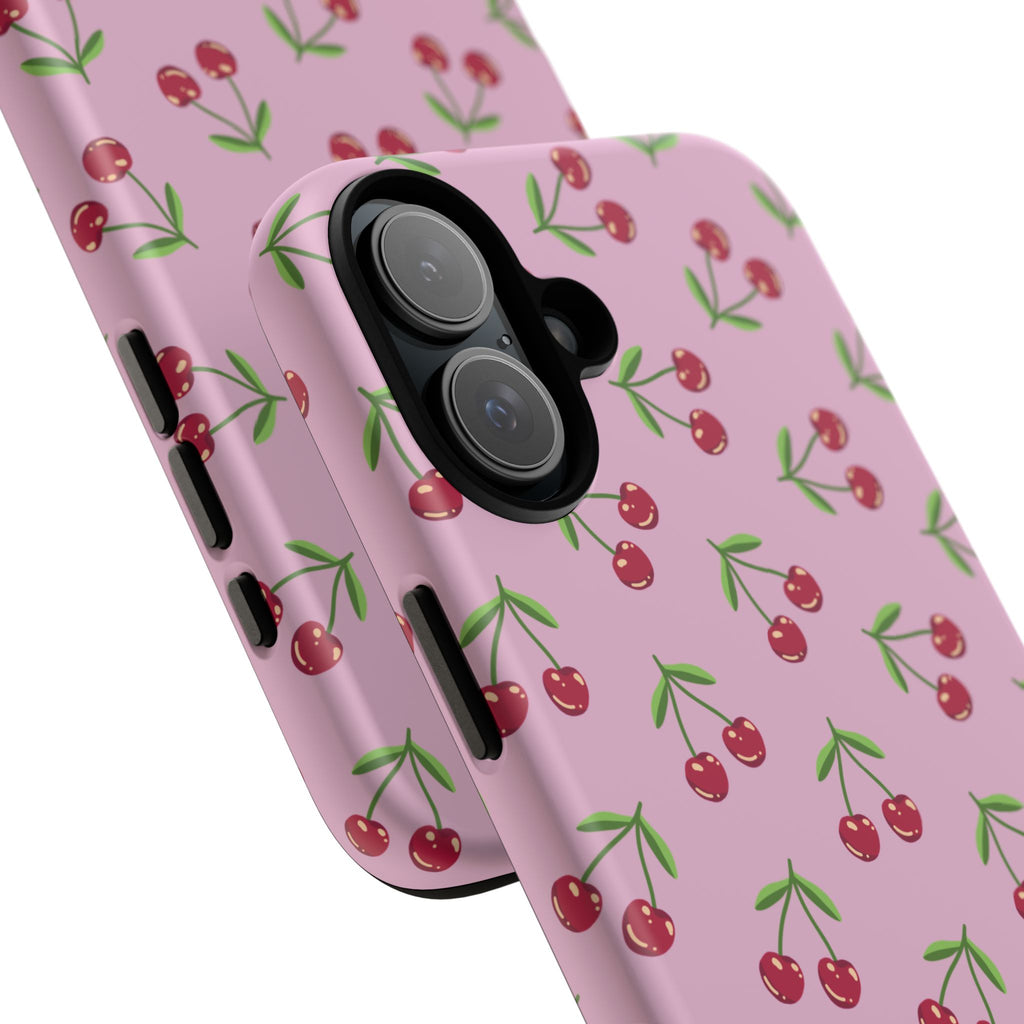 iPhone Cherry Pattern Phone Cases, Floral Tough Cover, Protective Smartphone Shell, Hard Case Gift for Her, Pretty Device Accessories