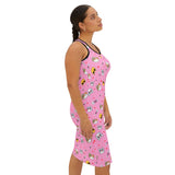 Cool Cats Pattern Pink Women's Racerback Dress