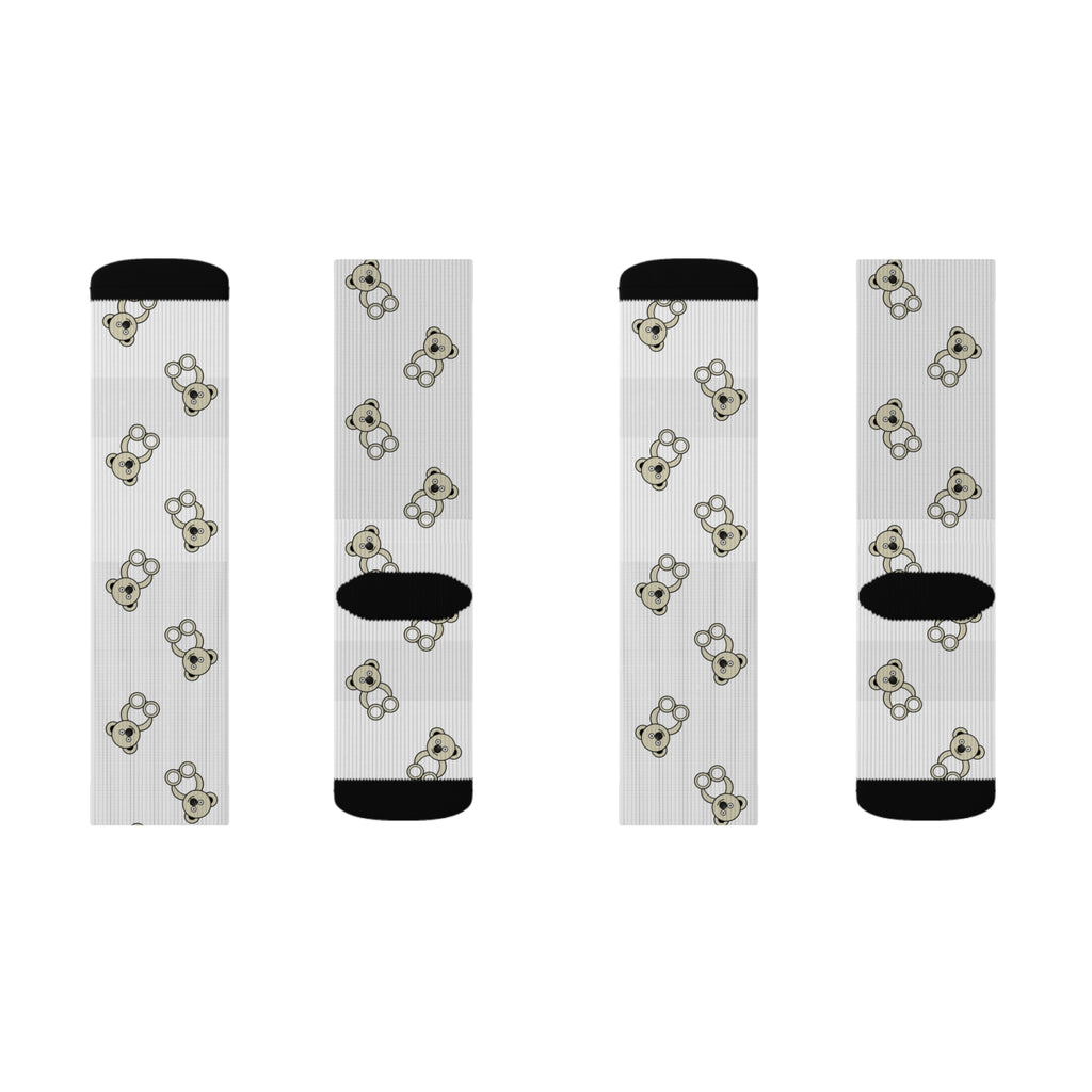 Cute Bears Sublimation Socks, White Bear Pattern Socks, Animal Lover Gift, Cozy Winter Socks, Unique Novelty Socks, Fun Sock Apparel