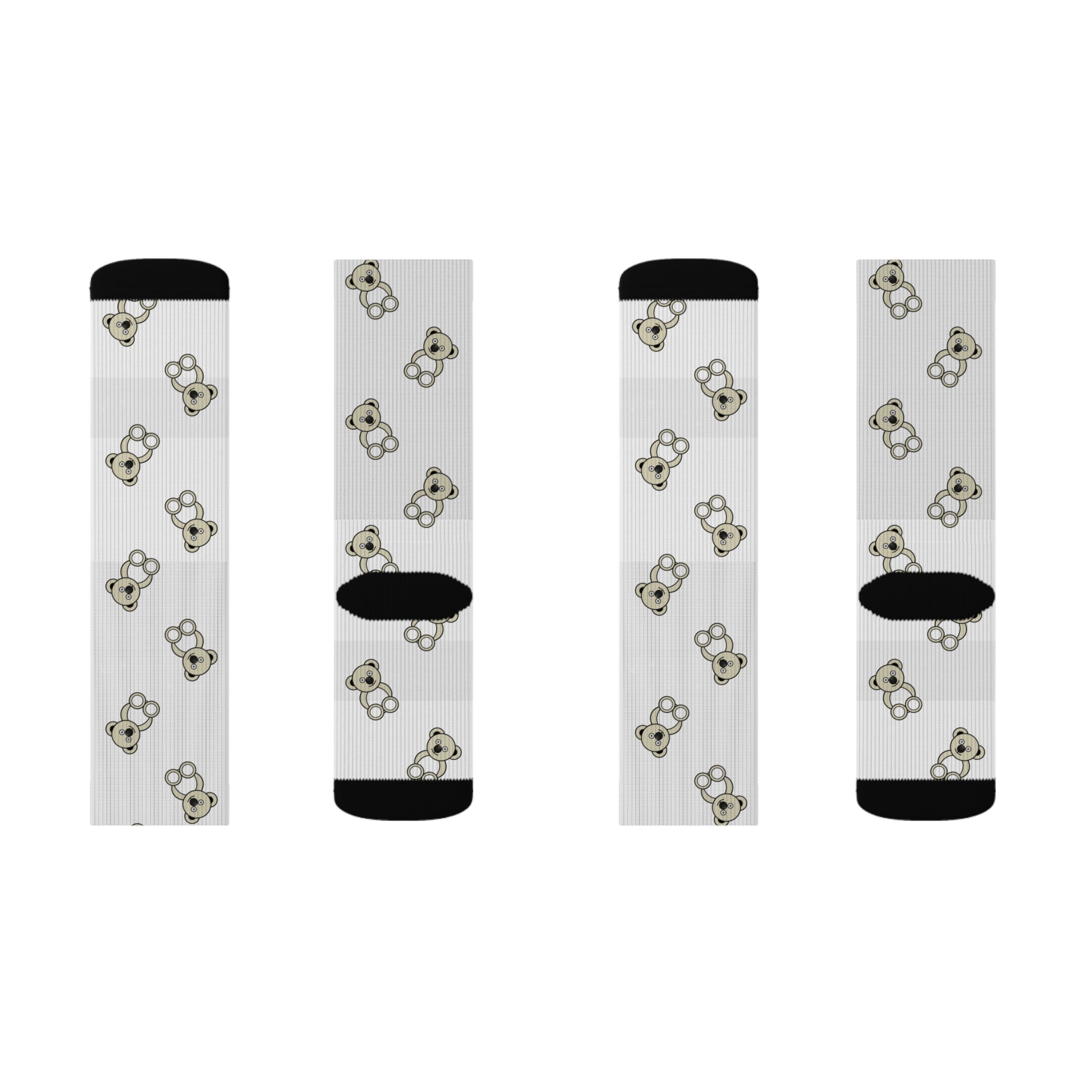 Cute Bears Sublimation Socks, White Bear Pattern Socks, Animal Lover Gift, Cozy Winter Socks, Unique Novelty Socks, Fun Sock Apparel