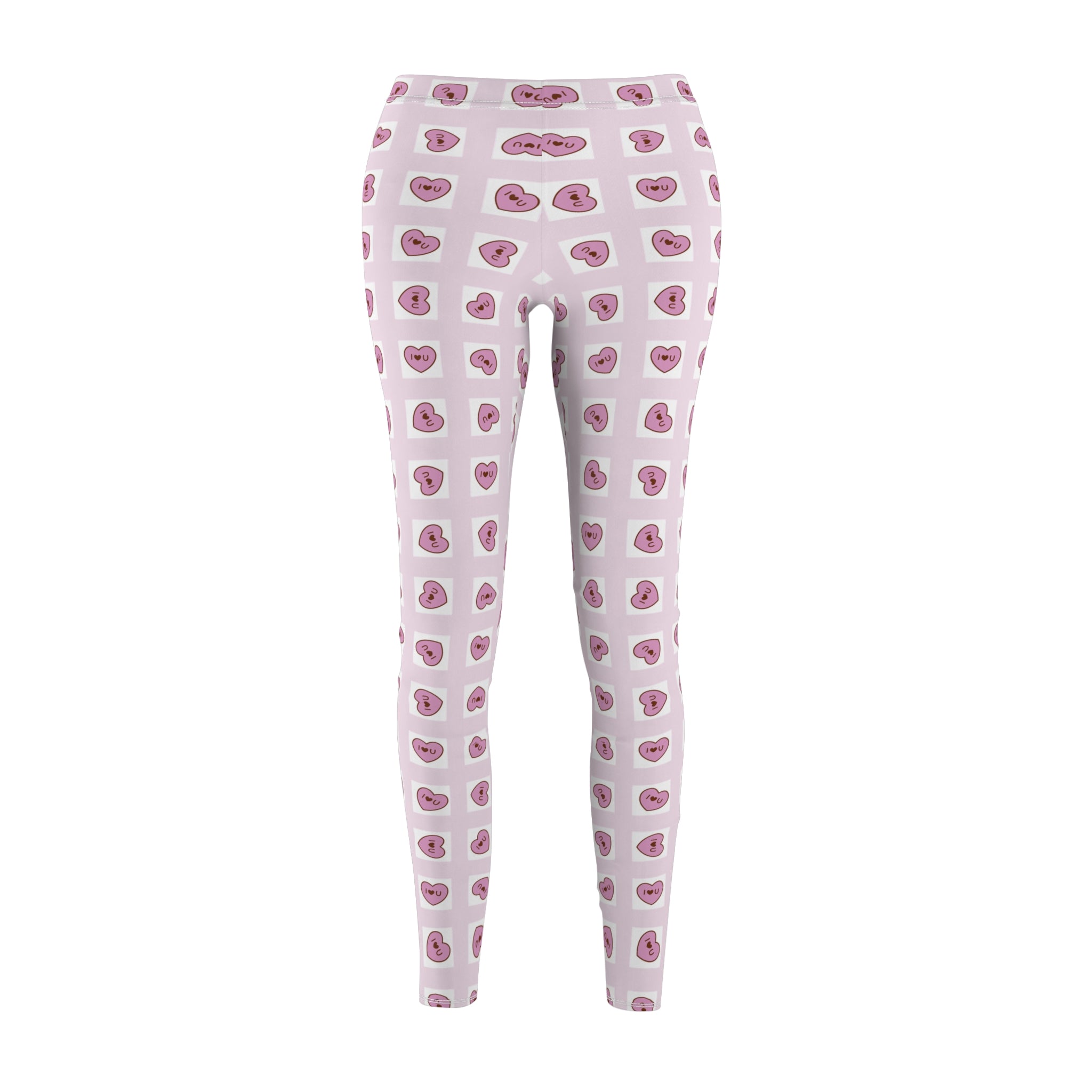 Heart Grid Love Leggings, Valentine's Day Pants, Rosa Hearts Design, Women's Casual Leggings, Gift for Her