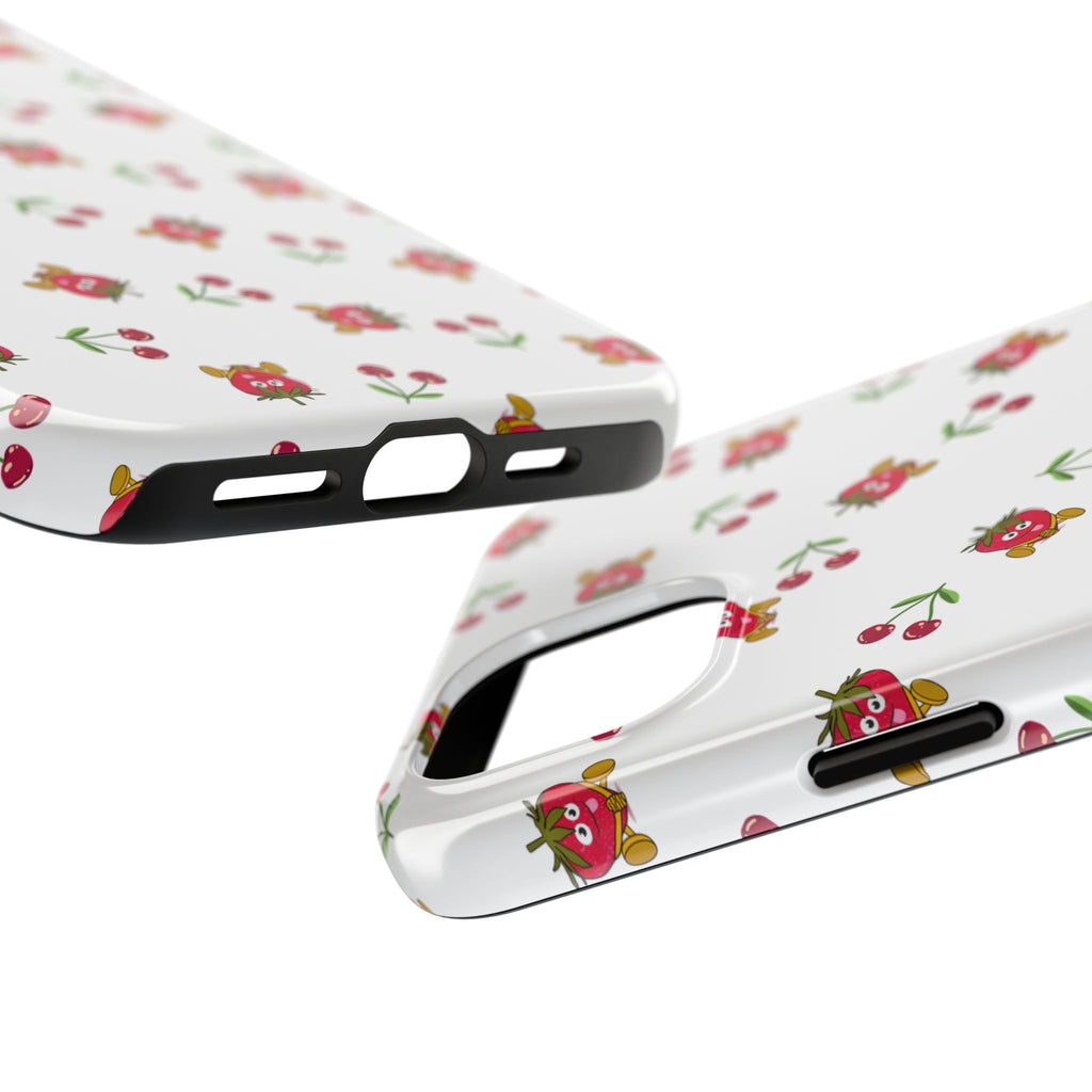 Fruit Patterned Phone Cases, Summer Fruits Phone Covers, Berry Print Tough Cases, Stylish Cell Phone Protectors, Red Fruits Phone
