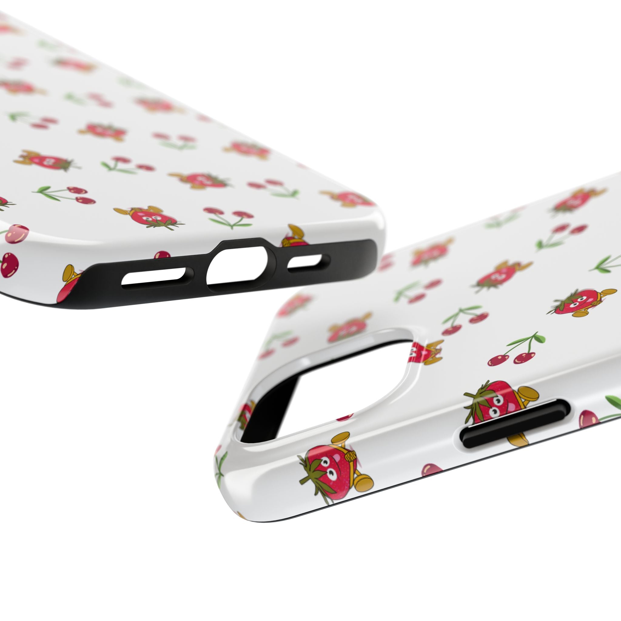 Fruit Patterned Phone Cases, Summer Fruits Phone Covers, Berry Print Tough Cases, Stylish Cell Phone Protectors, Red Fruits Phone