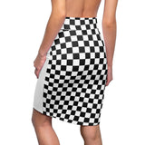 Chessboard Kawaii Panda Women's Pencil Skirt