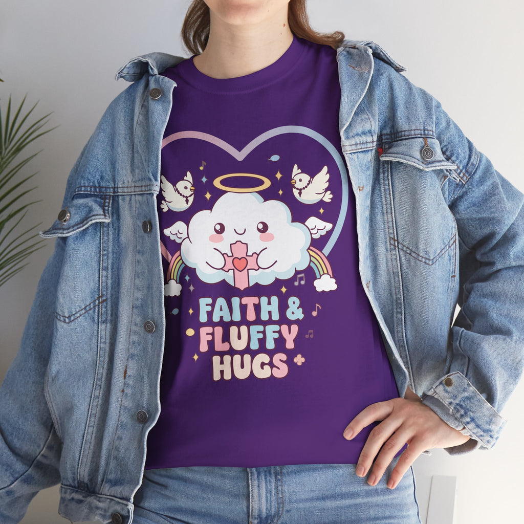 Kawaii Christian T-Shirt - Angel Cloud Rainbow Tee- Religious Graphic Top