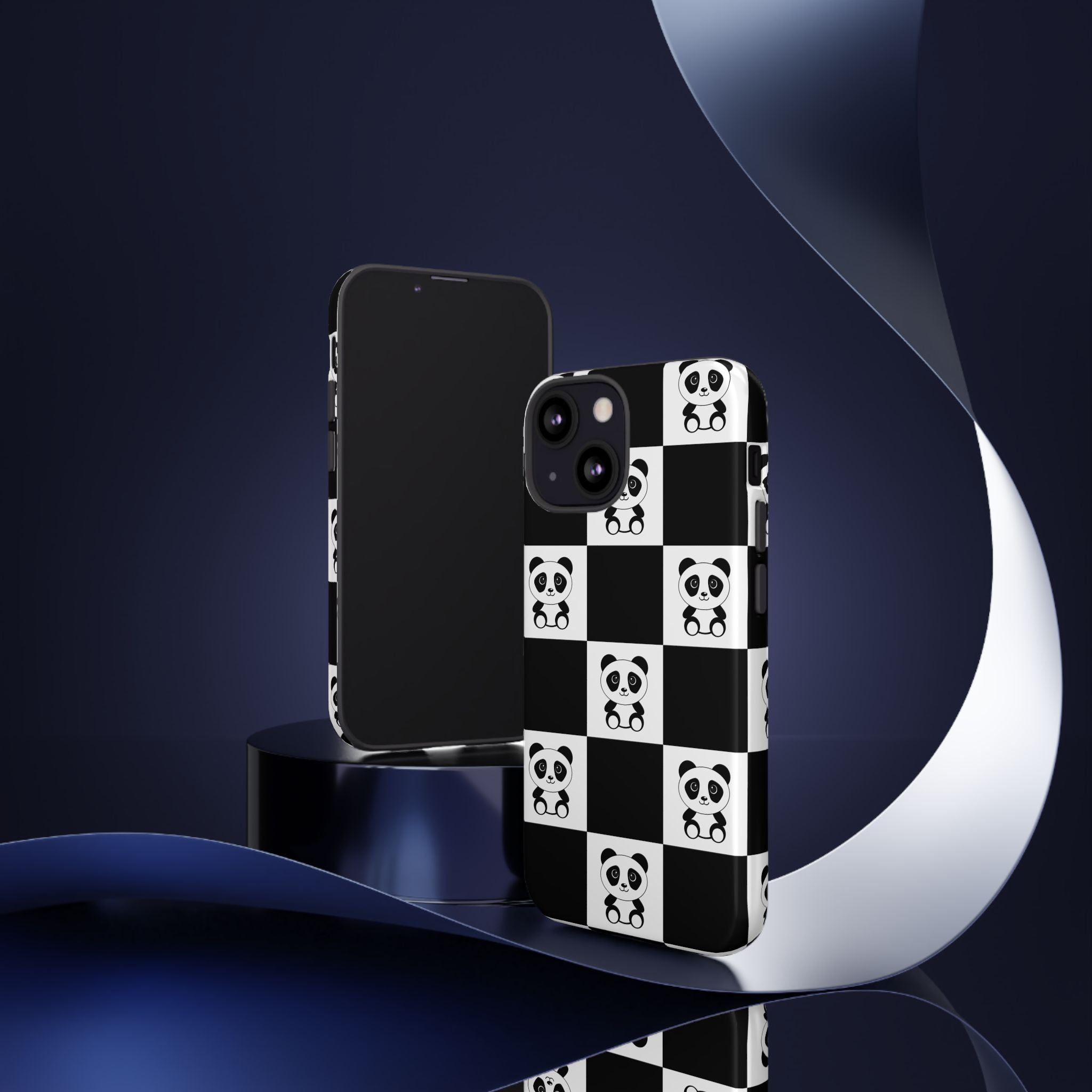 Panda Chessboard Tough Cases, Cute Panda Phone Covers, Chess Pattern iPhone Case, Board Games Phone Accessories, Animal Lover Tech