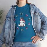 Kawaii Unicorn Butterflies Tee, Unicorn Lover Shirt, Cute Magical Animal Top, Fantasy Graphic Tee, Animal Lover Gift, Casual Cotton T-Shirt