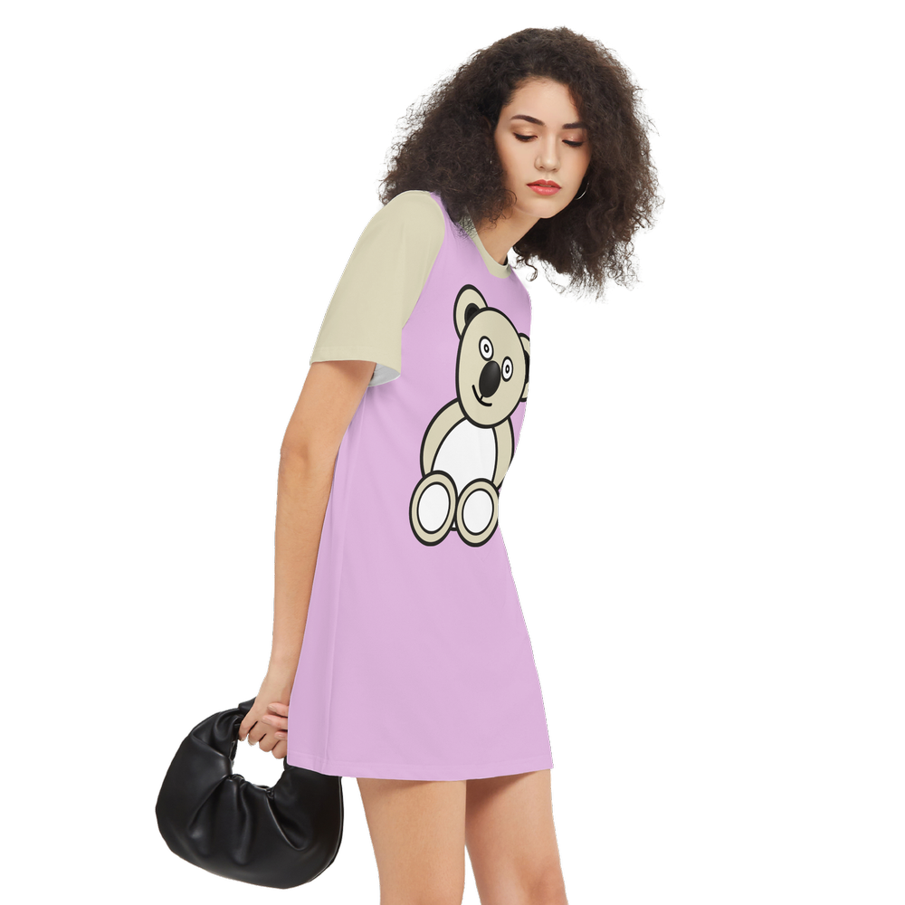 Cute Bear Short-Sleeve T-Shirt Dress-Heavyweight 225g