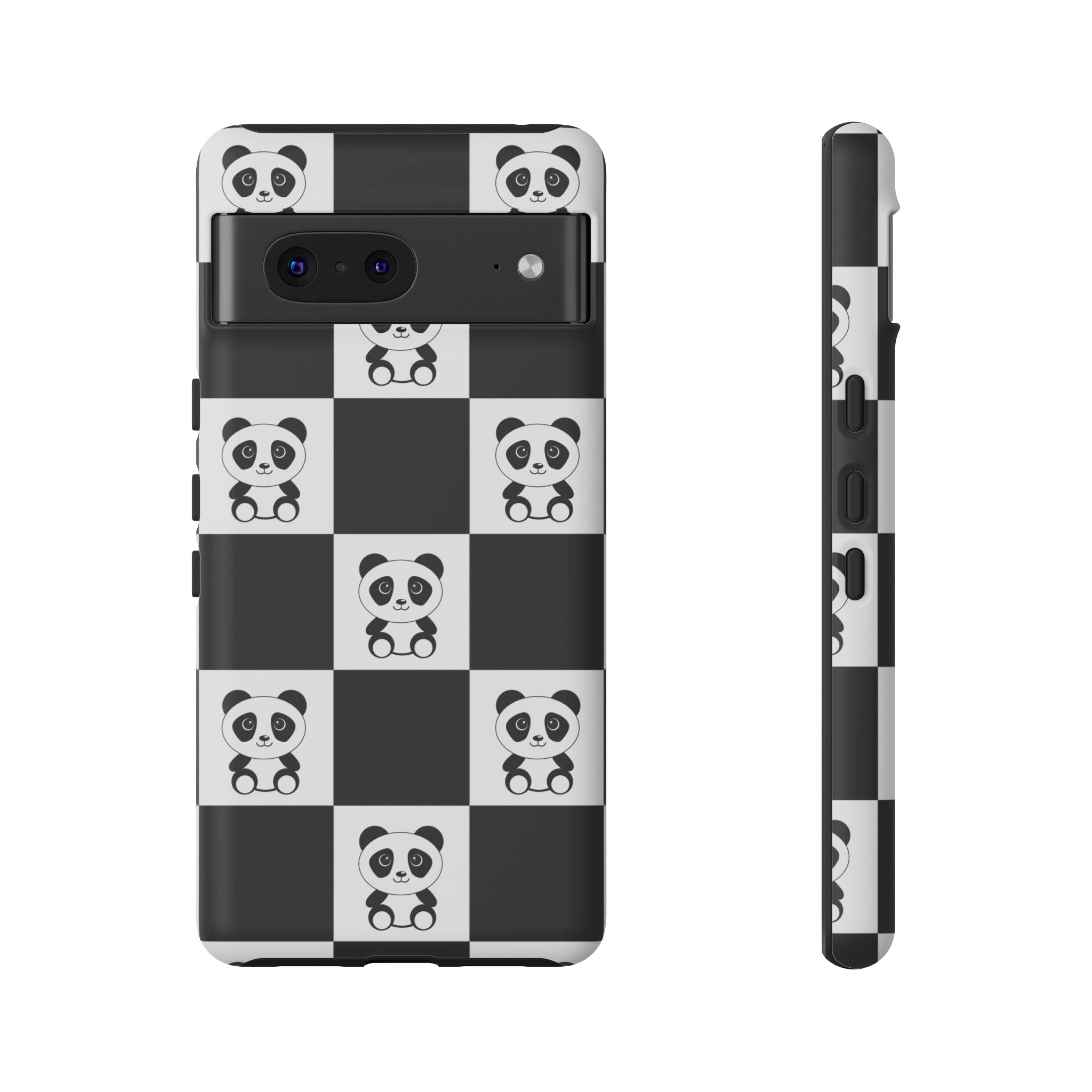 Panda Chessboard Tough Cases, Cute Panda Phone Covers, Chess Pattern iPhone Case, Board Games Phone Accessories, Animal Lover Tech