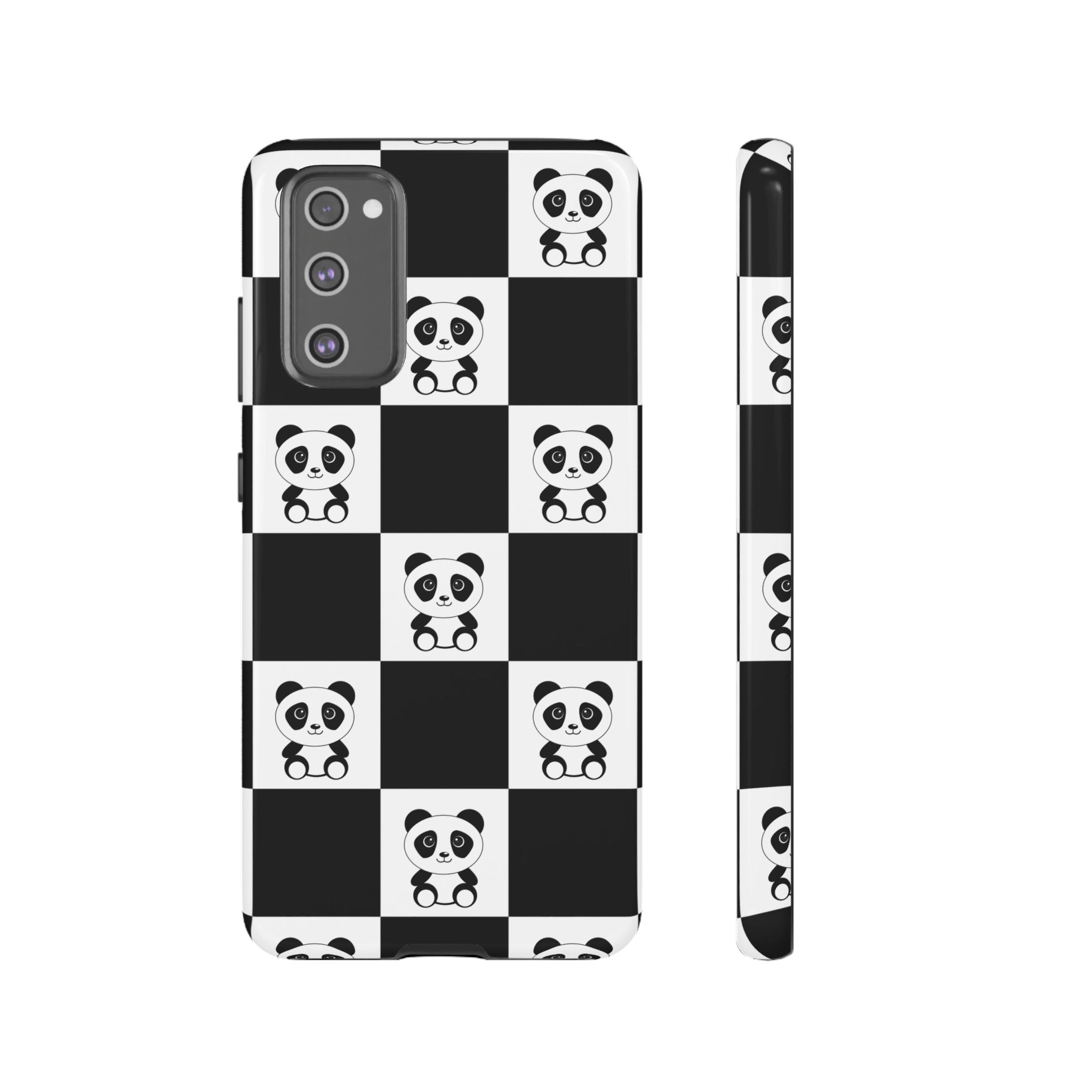 Panda Chessboard Tough Cases, Cute Panda Phone Covers, Chess Pattern iPhone Case, Board Games Phone Accessories, Animal Lover Tech
