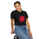 Kawaii Devil Shirt, Cute Demon Garment-Dyed T-shirt, Pastel Grunge Top, Harajuku Inspired Clothing