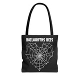 Gothic Spider Web Heart Tote Bag - Creepy Halloween Carryall, Black Widow Arachnid Shoulder Tote, Spooky Goth Shopping Bag, Punk Rock