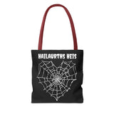 Gothic Spider Web Heart Tote Bag - Creepy Halloween Carryall, Black Widow Arachnid Shoulder Tote, Spooky Goth Shopping Bag, Punk Rock