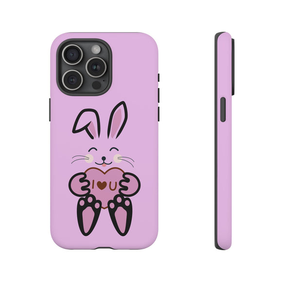 Rabbit With I Love You Heart iPhone Tough Cases, Bunny Phone Cover, Animal Lover Gift, Protective Case, Cute Rabbit Design