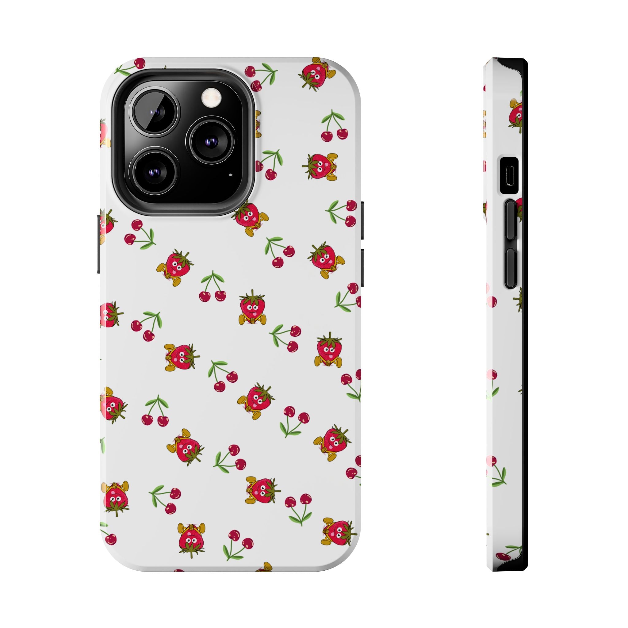 Fruit Patterned Phone Cases, Summer Fruits Phone Covers, Berry Print Tough Cases, Stylish Cell Phone Protectors, Red Fruits Phone