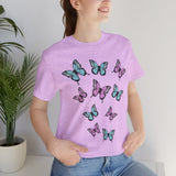 Butterflies Jersey Tee, Short Sleeve Unisex T-Shirt, Butterfly Print Shirt, Nature Lover Gift, Graphic Tee for Men and Women, Summer Top