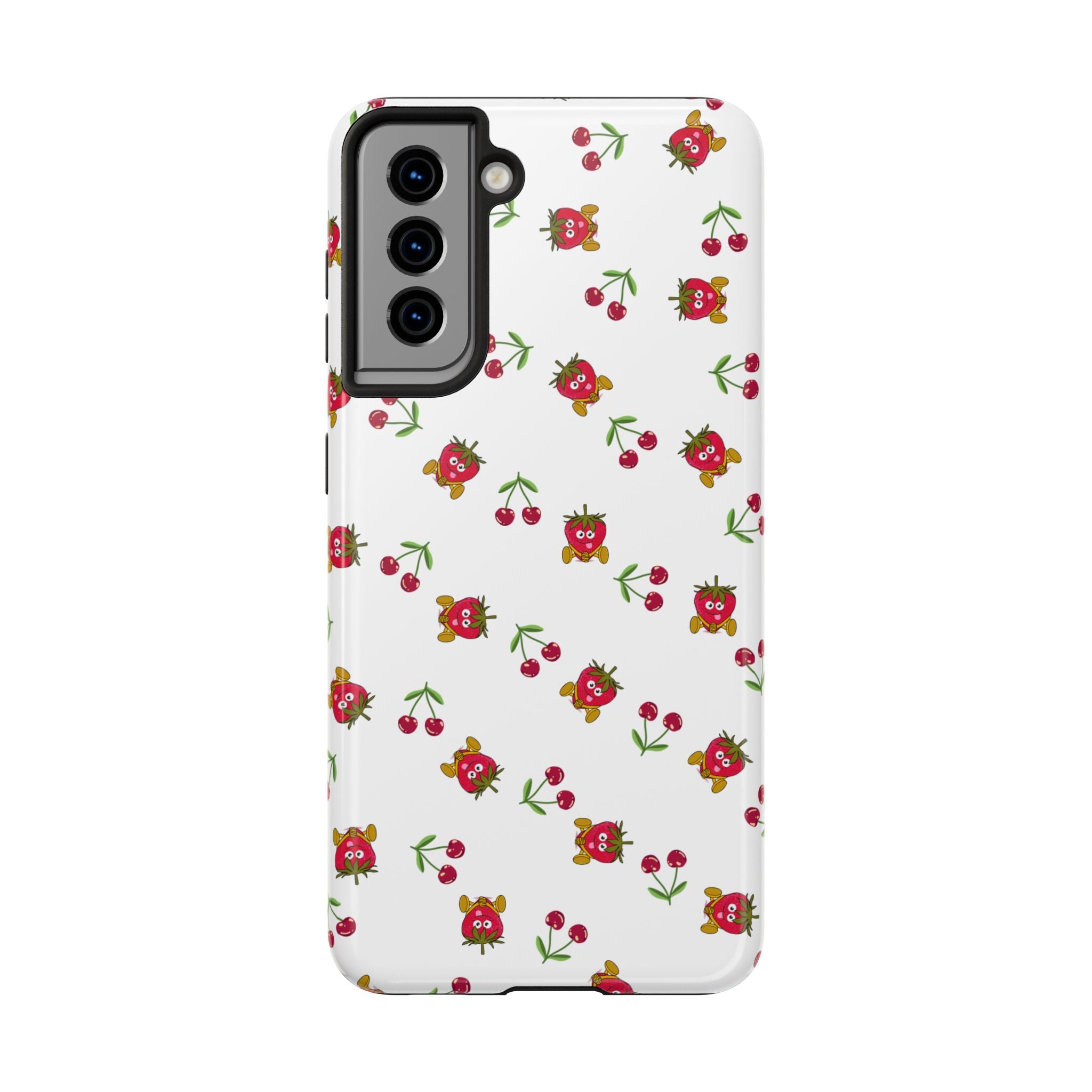 Fruit Patterned Phone Cases, Summer Fruits Phone Covers, Berry Print Tough Cases, Stylish Cell Phone Protectors, Red Fruits Phone