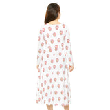 Kawaii Chicken Pattern Women's Long Sleeve Dress