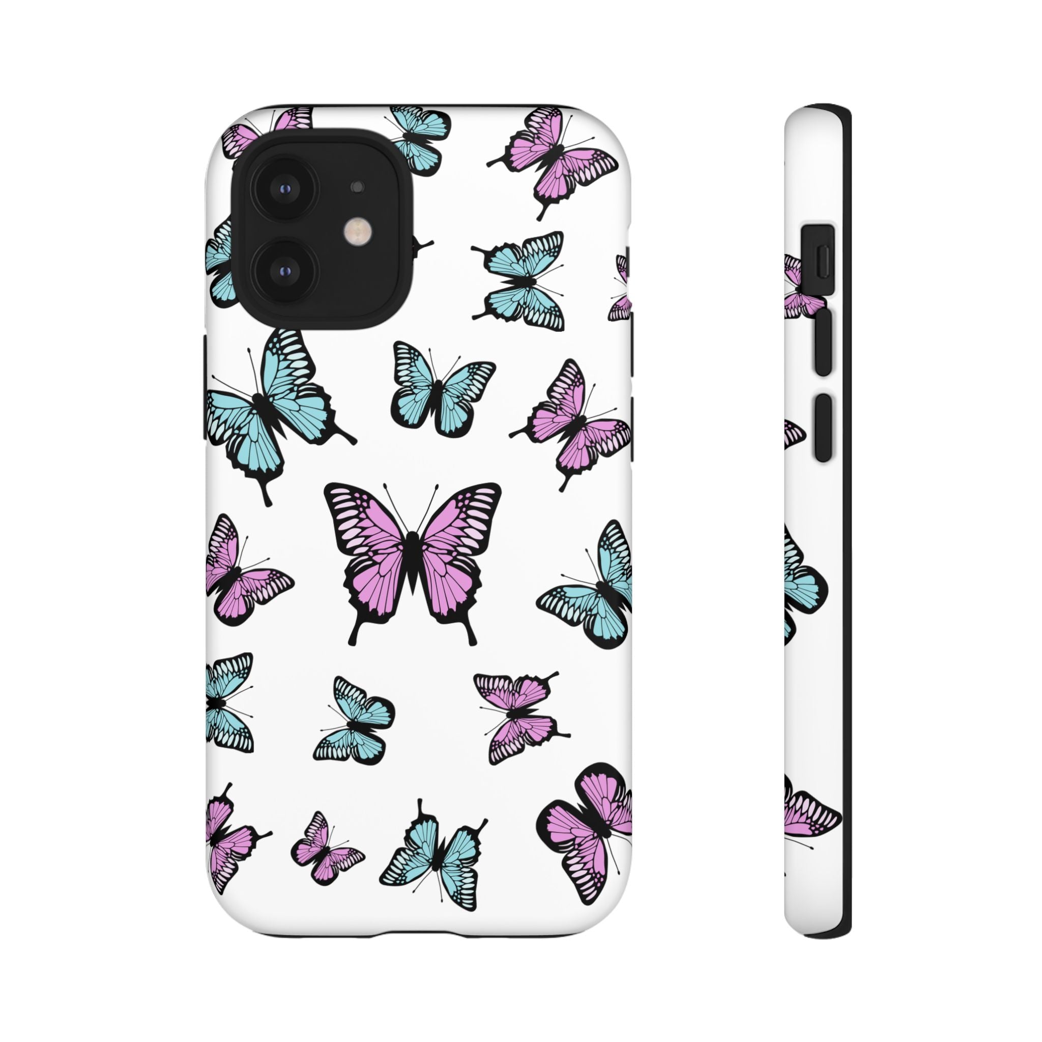 Butterfly Pattern White Background Phone Cases, Protective Cover, Strong Cases, Impact Resistant, Floral Design, Unique Gifts