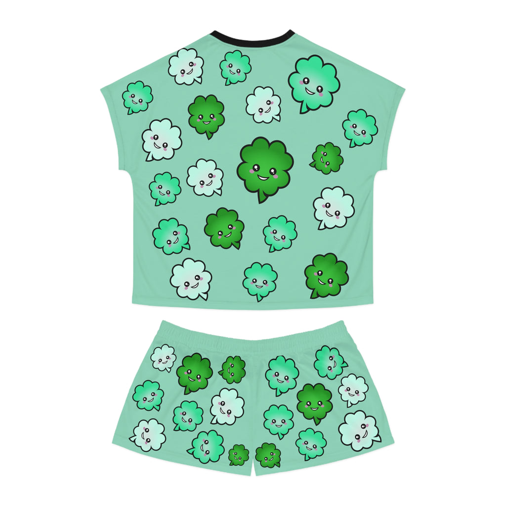 Kawaii Shamrocks Pajama Set - Women's Sleepwear - Cute PJ Set