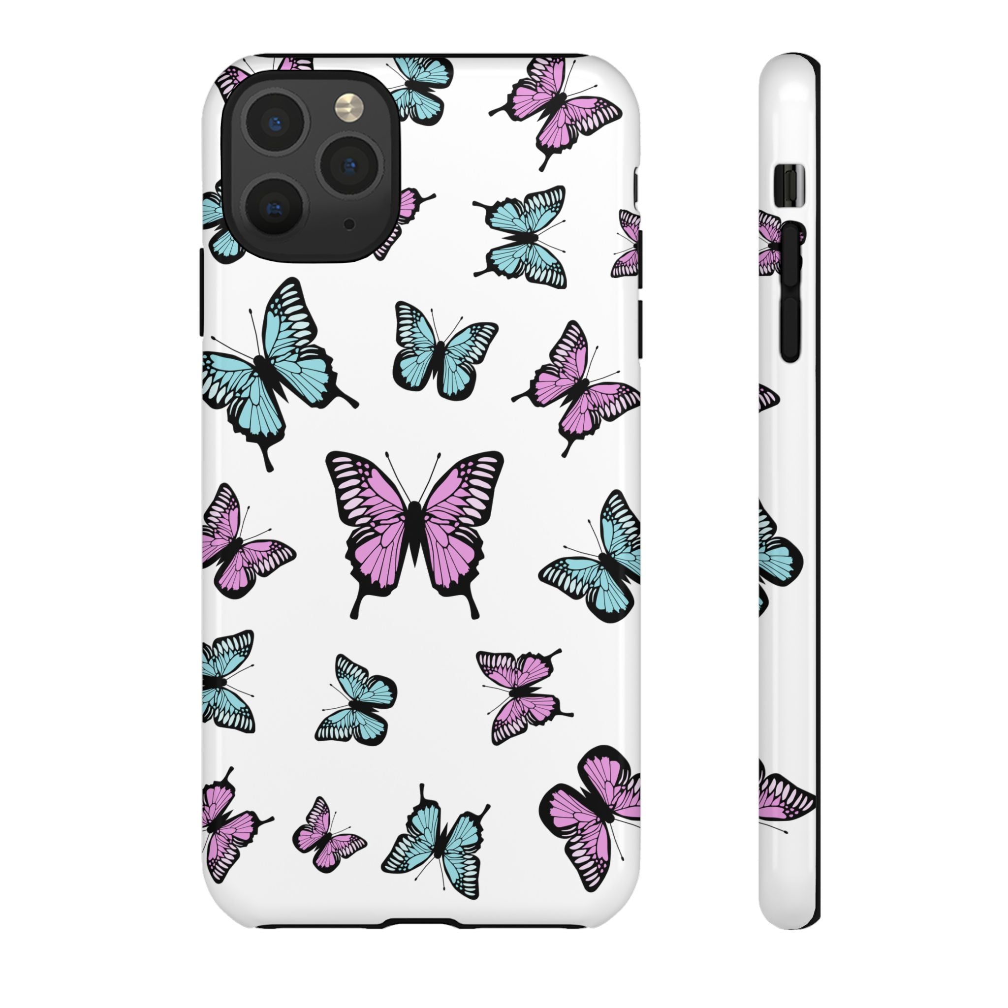Butterfly Pattern White Background Phone Cases, Protective Cover, Strong Cases, Impact Resistant, Floral Design, Unique Gifts