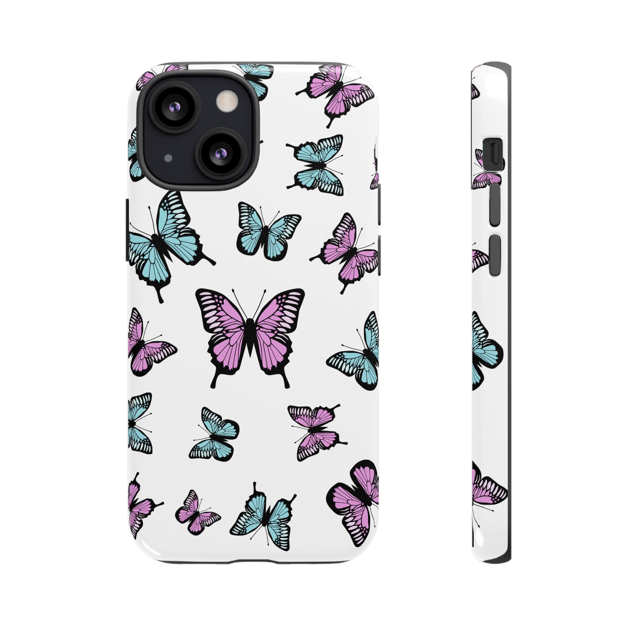 Butterfly Pattern White Background Phone Cases, Protective Cover, Strong Cases, Impact Resistant, Floral Design, Unique Gifts