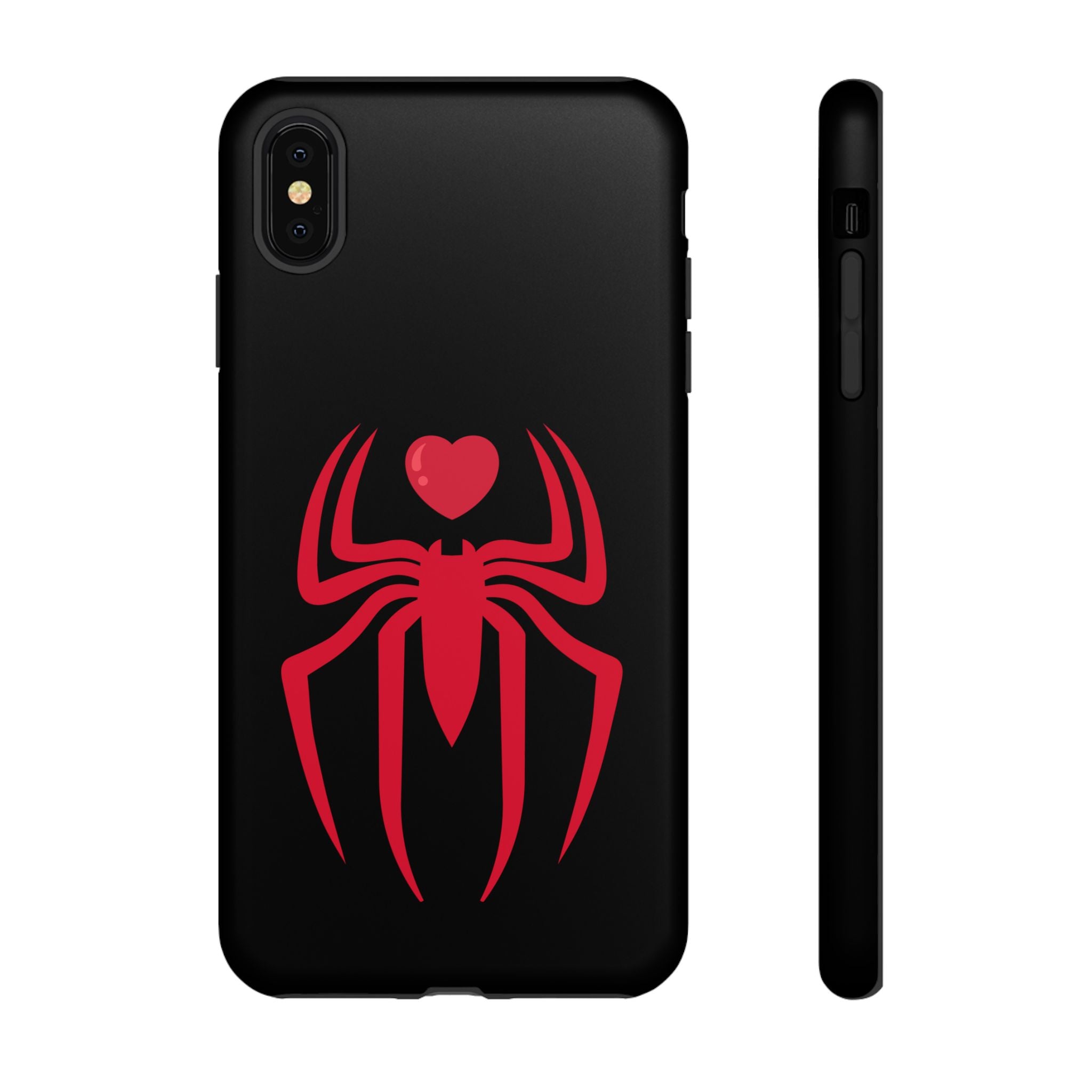 Red Spider Heart Tough iPhone Cases, Spiderweb iPhone Cover, Gothic Phone Accessories, Halloween Gift, Creepy Arachnid iPhone Protectors
