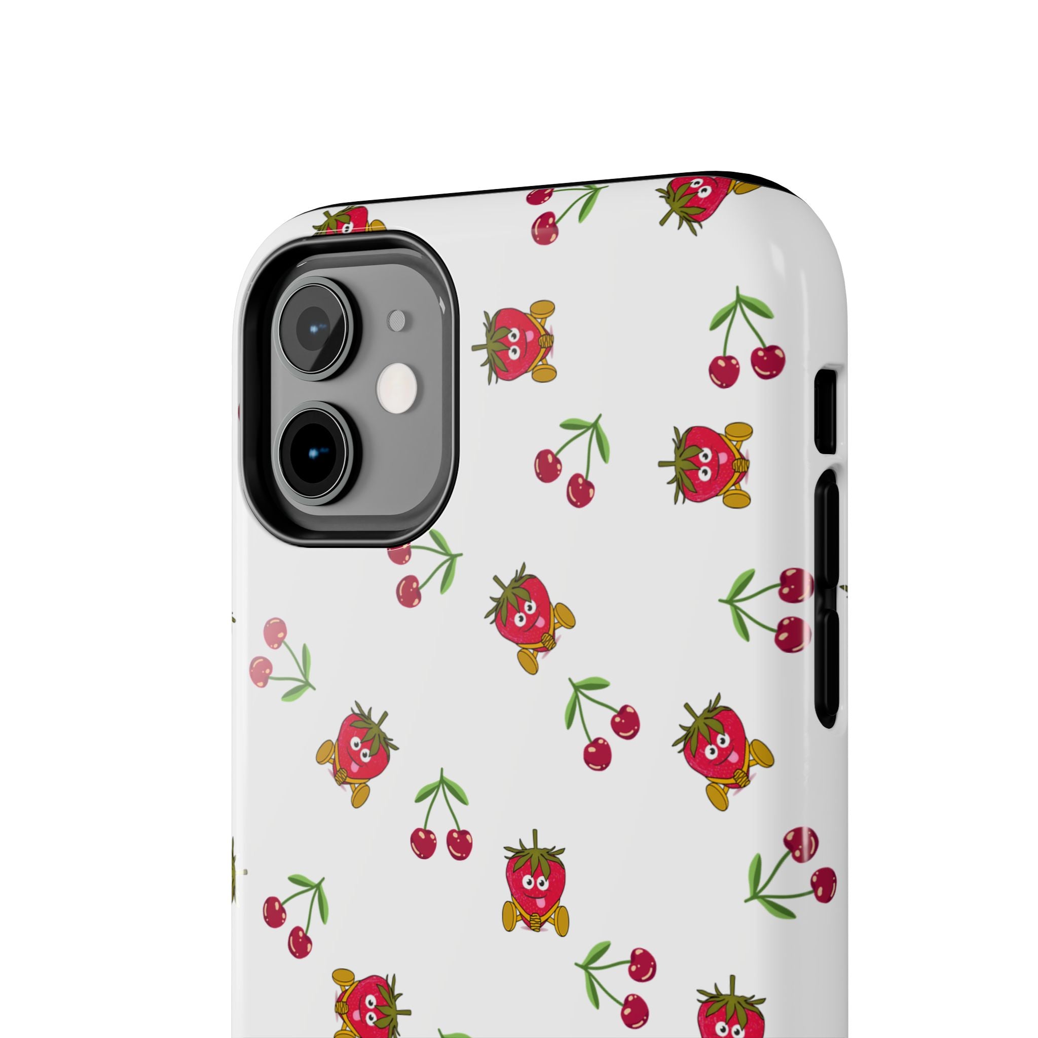 Fruit Patterned Phone Cases, Summer Fruits Phone Covers, Berry Print Tough Cases, Stylish Cell Phone Protectors, Red Fruits Phone
