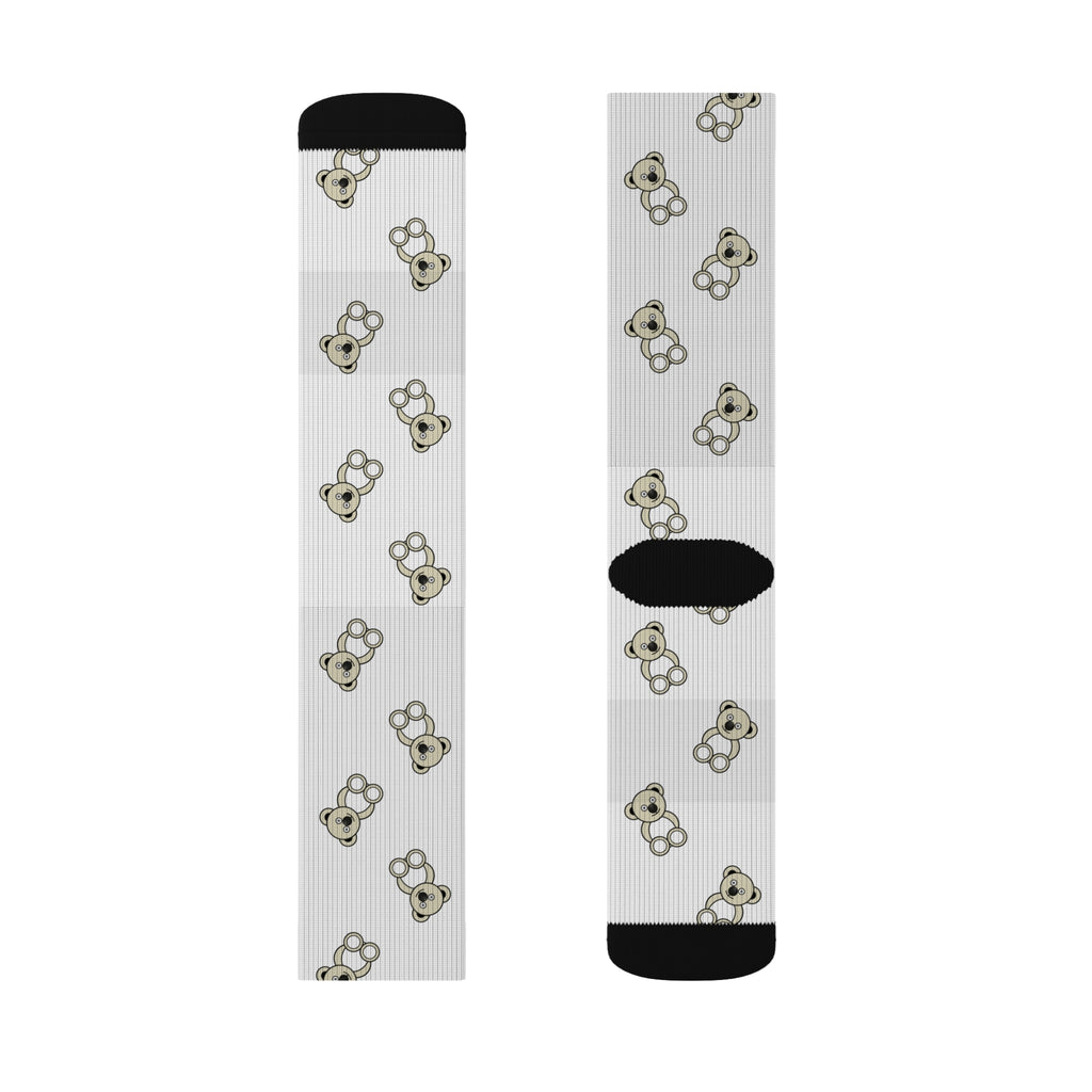 Cute Bears Sublimation Socks, White Bear Pattern Socks, Animal Lover Gift, Cozy Winter Socks, Unique Novelty Socks, Fun Sock Apparel