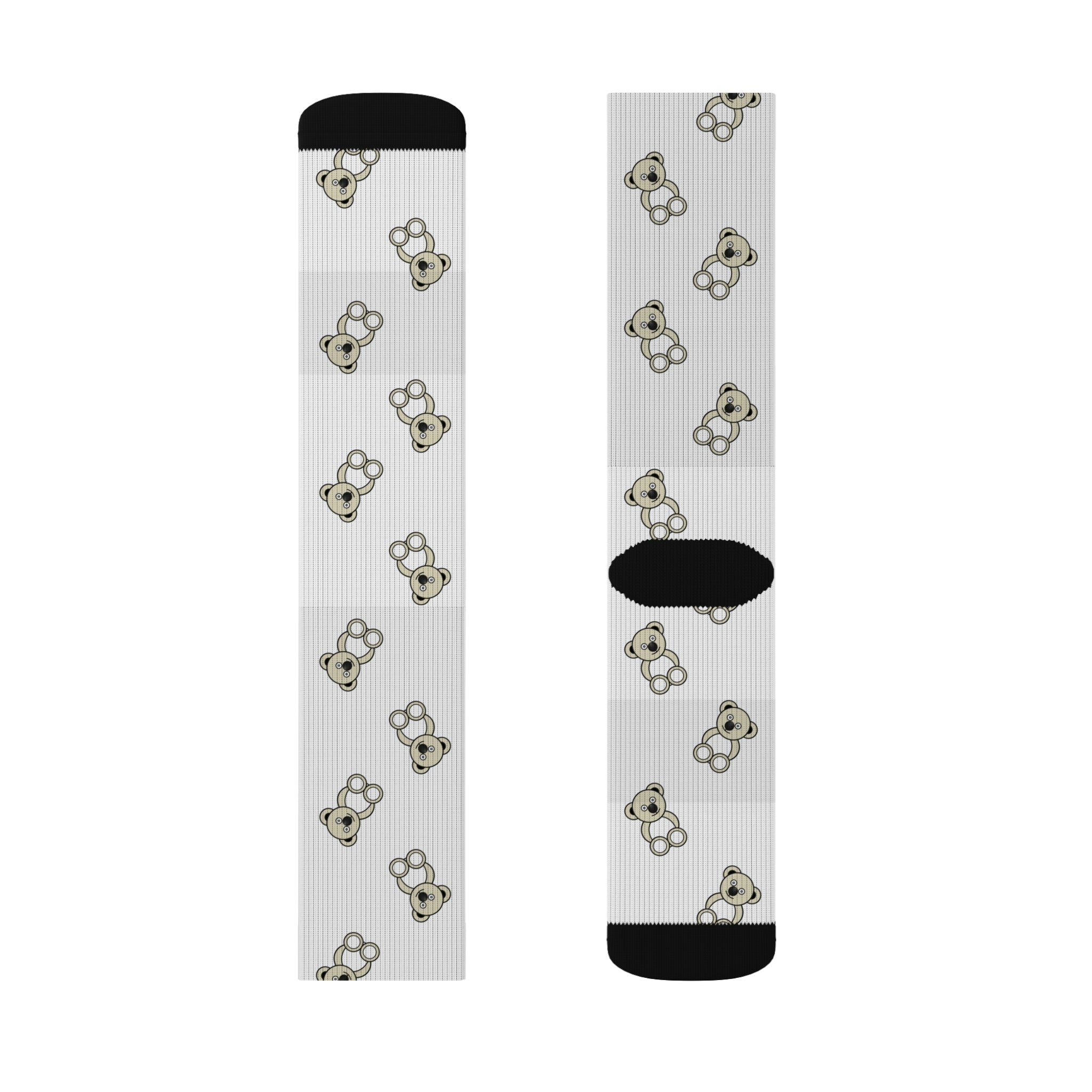 Cute Bears Sublimation Socks, White Bear Pattern Socks, Animal Lover Gift, Cozy Winter Socks, Unique Novelty Socks, Fun Sock Apparel