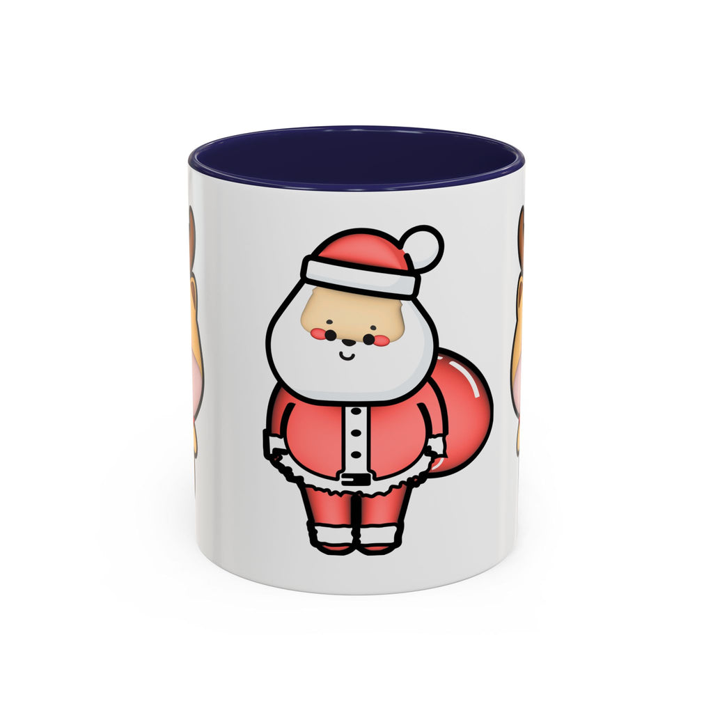 Kawaii Santa Claus With Reindeers Accent Coffee Mug, Christmas Coffee Cup, Holiday Mug, Festive Drinkware, Ceramic Tea Mug