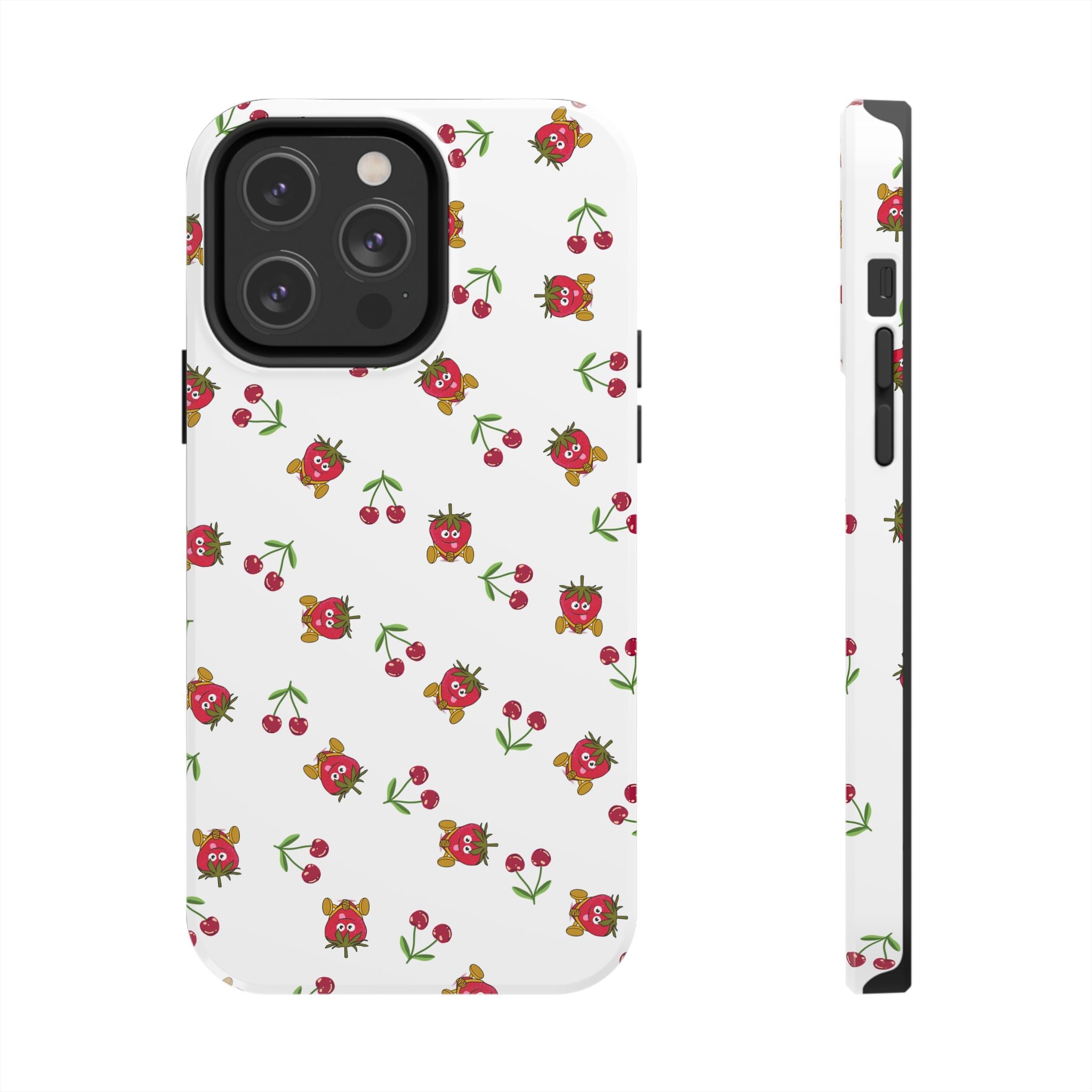 Fruit Patterned Phone Cases, Summer Fruits Phone Covers, Berry Print Tough Cases, Stylish Cell Phone Protectors, Red Fruits Phone