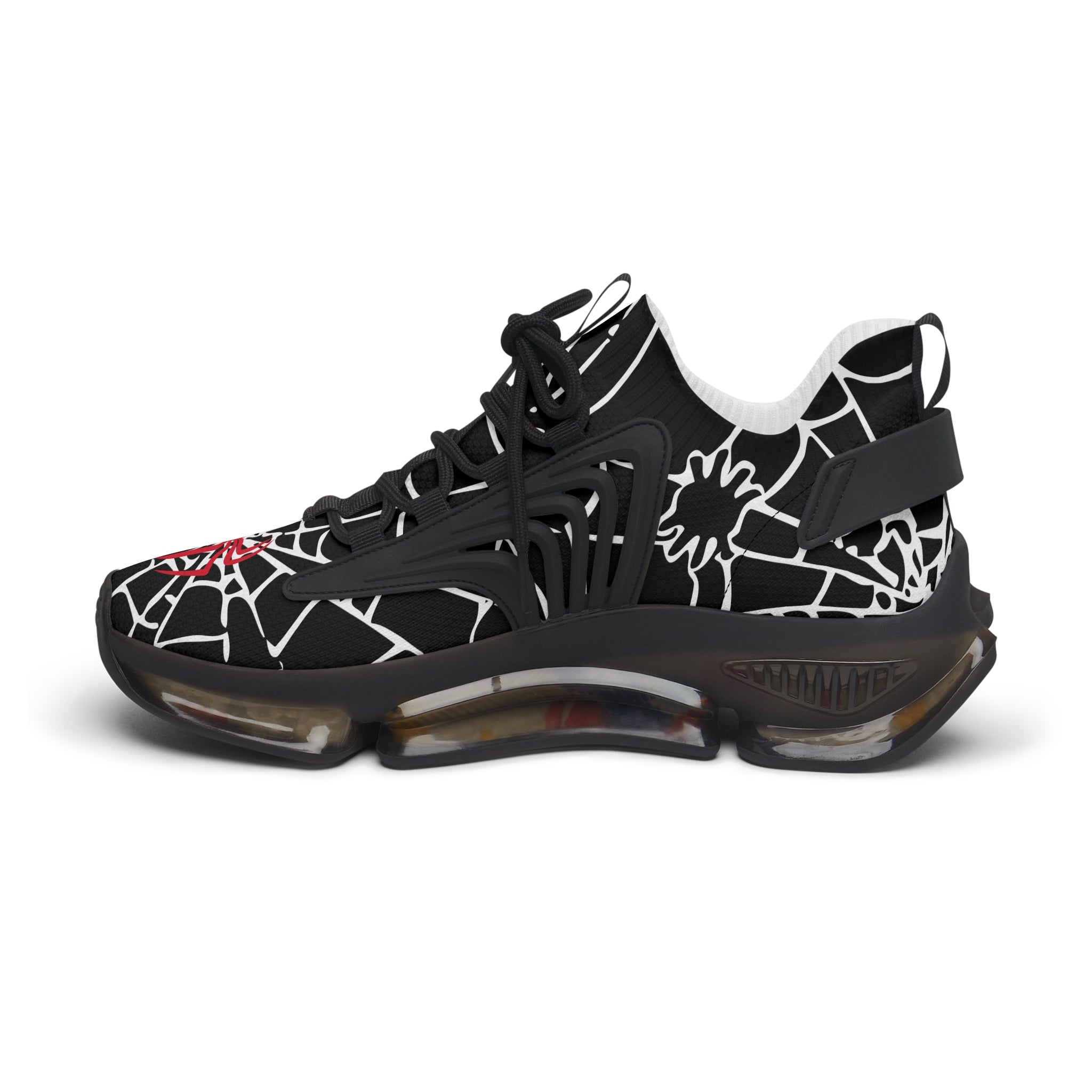 Red and white spiders on a spider's web Mesh Sneakers - Spider Web Women's Sneakers
