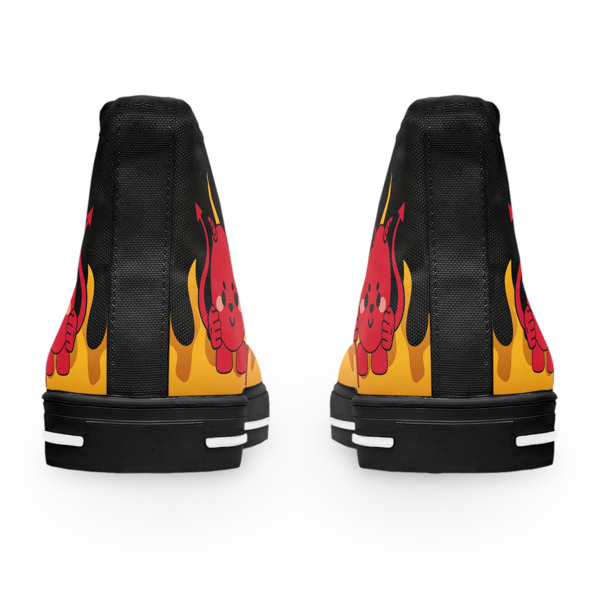Devil Flame Women's High Top Sneakers - Red Gothic Shoes - Spiked Sneakers