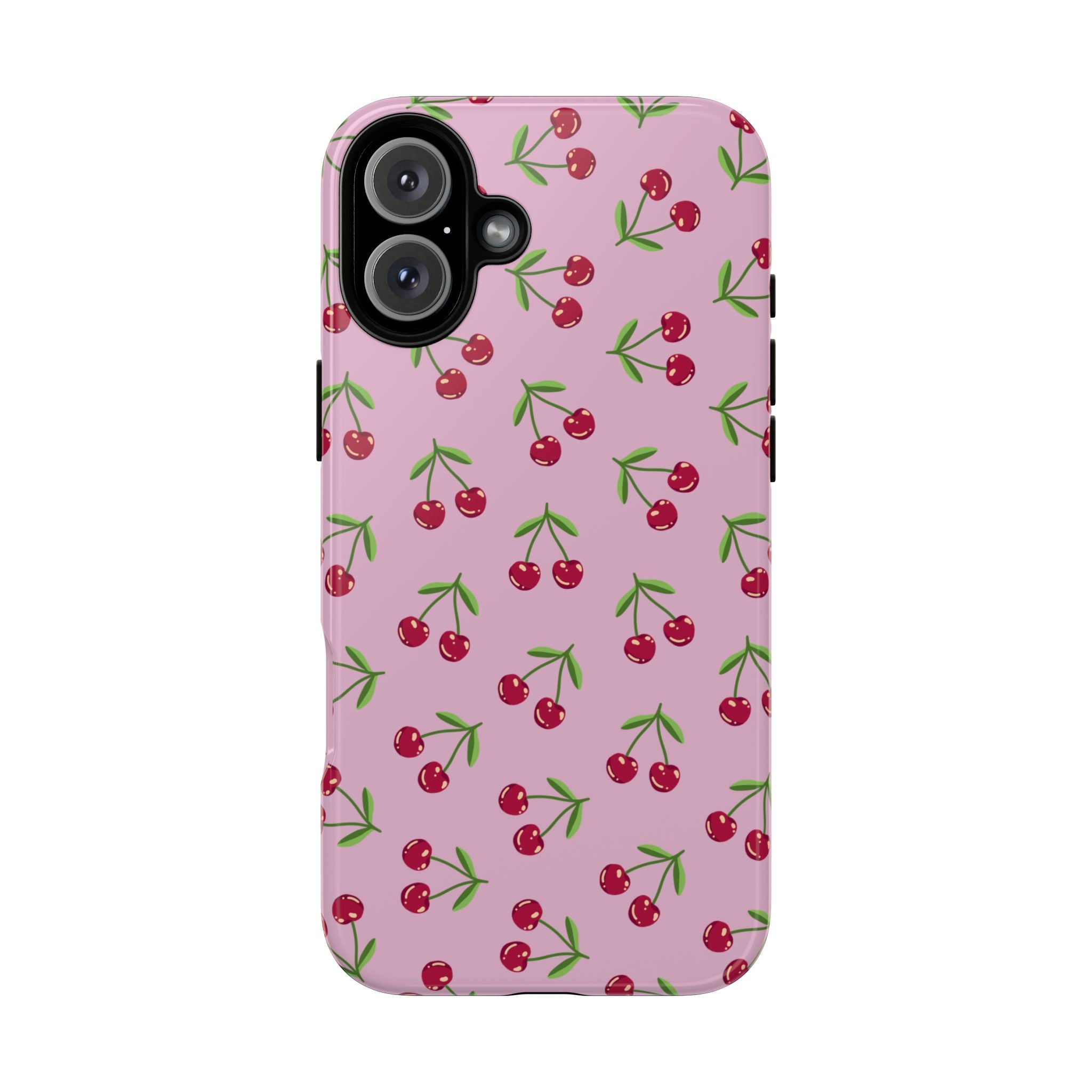 iPhone Cherry Pattern Phone Cases, Floral Tough Cover, Protective Smartphone Shell, Hard Case Gift for Her, Pretty Device Accessories