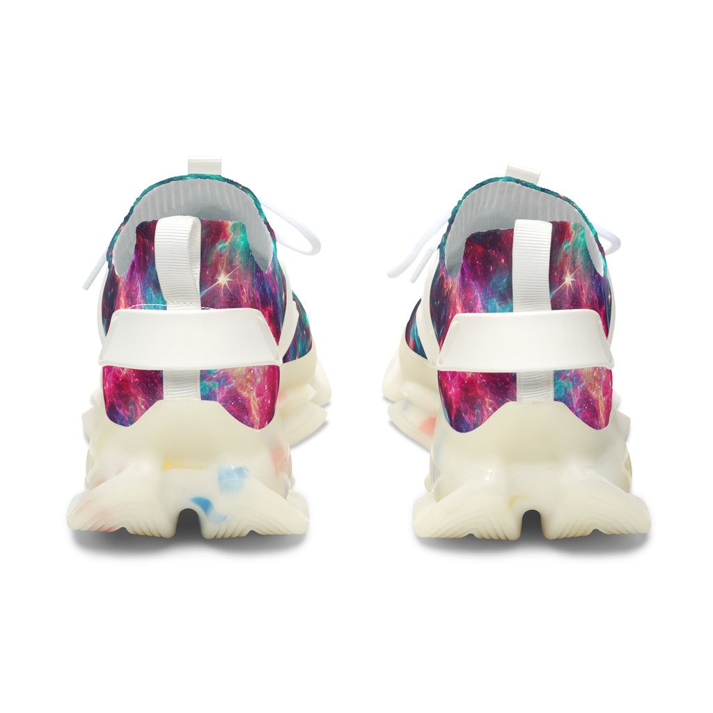 Neon Space Sneakers, Women's Shoes, Galaxy Print Running Shoes, Outer Space Sneaker Gift, Cosmic Athletic Footwear