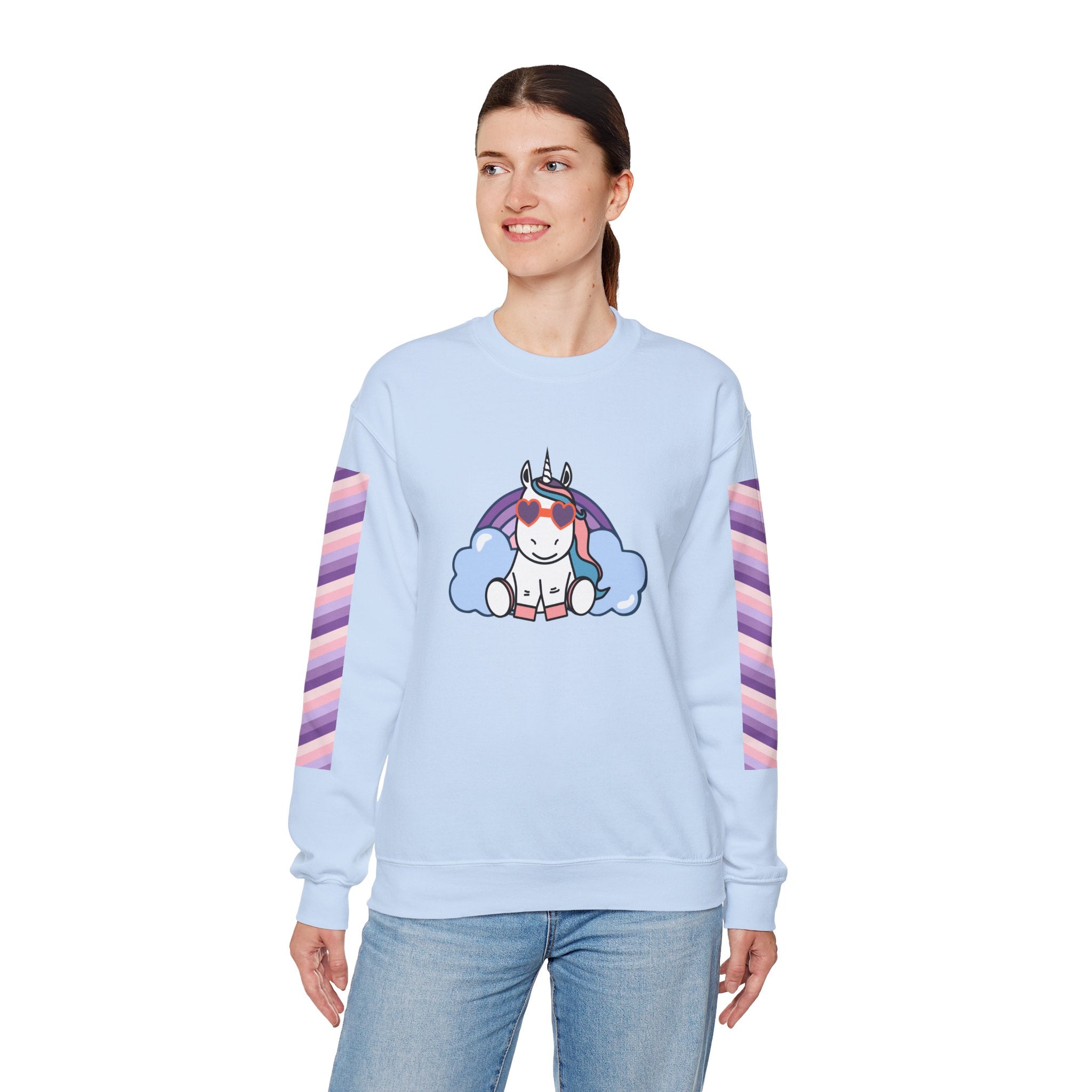 Unicorn with Rainbow Sweatshirt, Magical Crewneck Jumper for Adults, Colorful Sweater, Gift for Fantasy Lover, Festival Clothing, Cozy