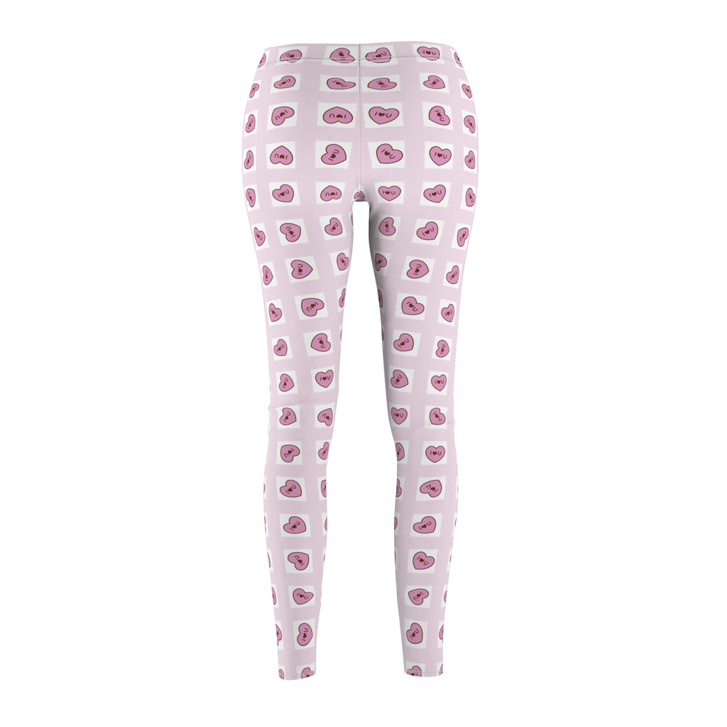 Heart Grid Love Leggings, Valentine's Day Pants, Rosa Hearts Design, Women's Casual Leggings, Gift for Her