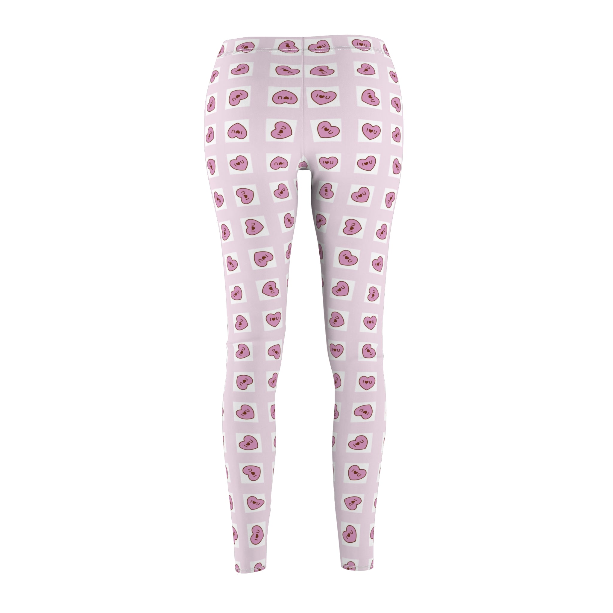 Heart Grid Love Leggings, Valentine's Day Pants, Rosa Hearts Design, Women's Casual Leggings, Gift for Her