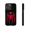 Red Spider Heart Tough iPhone Cases, Spiderweb iPhone Cover, Gothic Phone Accessories, Halloween Gift, Creepy Arachnid iPhone Protectors