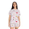 Cozy Hearts & Crowns Pajama Set, Sleepwear, Heart Print PJ Set, Women's Loungewear, Gift for Her, Cute Pajamas