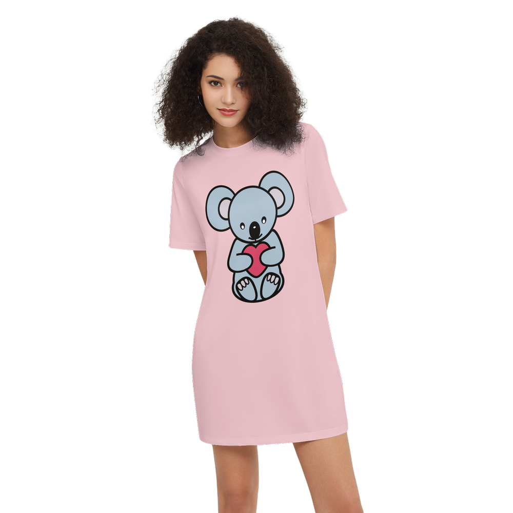 Cute Koala bear Short-Sleeve T-Shirt Dress-Heavyweight 225g